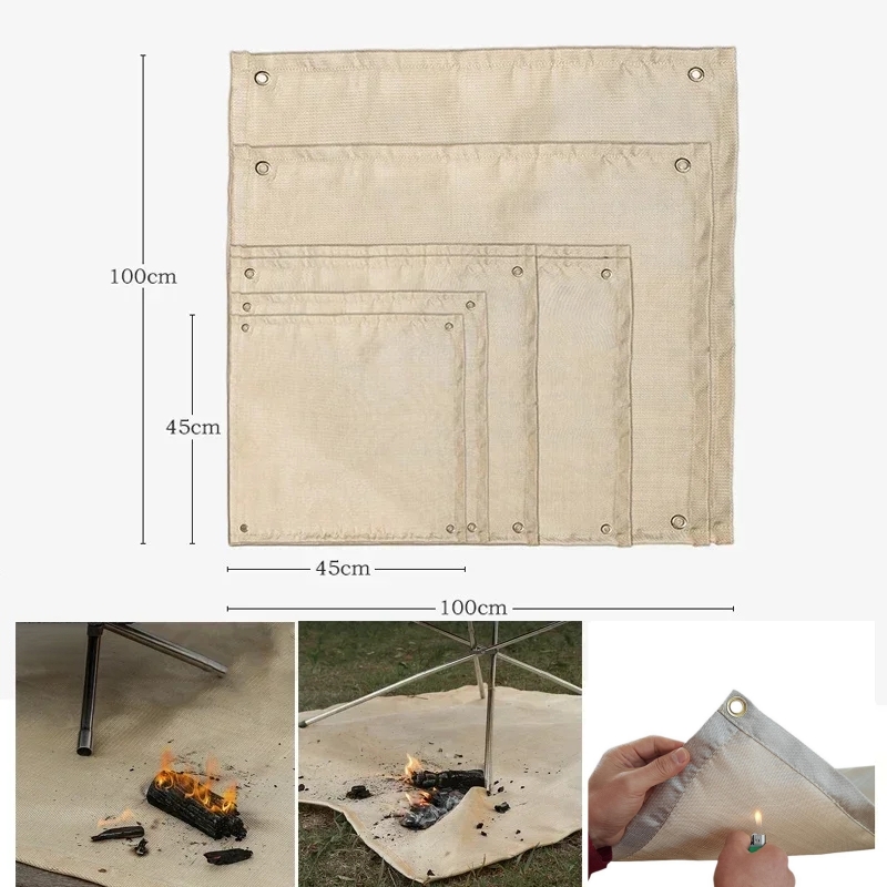 Outdoor Camping Mat - แผ่นรองกันไฟสำหรับตั้งแคมป์ ผ้าห่มทนความร้อน แผ่นรองเตาไฟกลางแจ้ง แผ่นรองปิ้งย่างบาร์บีคิว แผ่นรองกันไฟลาม ป้องกันพื้น
