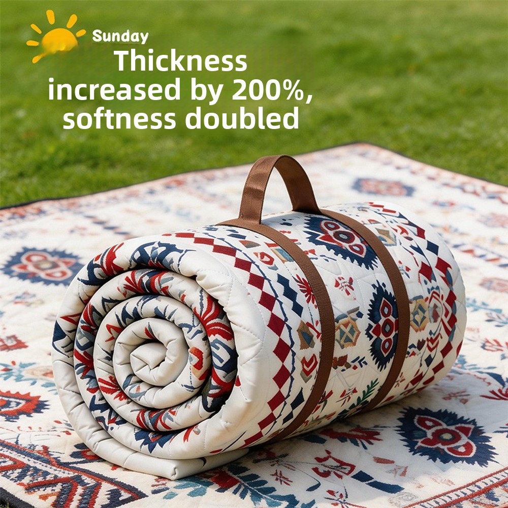 Outdoor Camping Mat Waterproof - เสื่อปิกนิกสไตล์ชาติพันธุ์แบบหนาพิเศษ กันน้ำ ใช้สำหรับตั้งแคมป์กลางแจ้ง ปูพื้นสนามหญ้า เหมาะสำหรับการเดินป่าและตั้งแคมป์