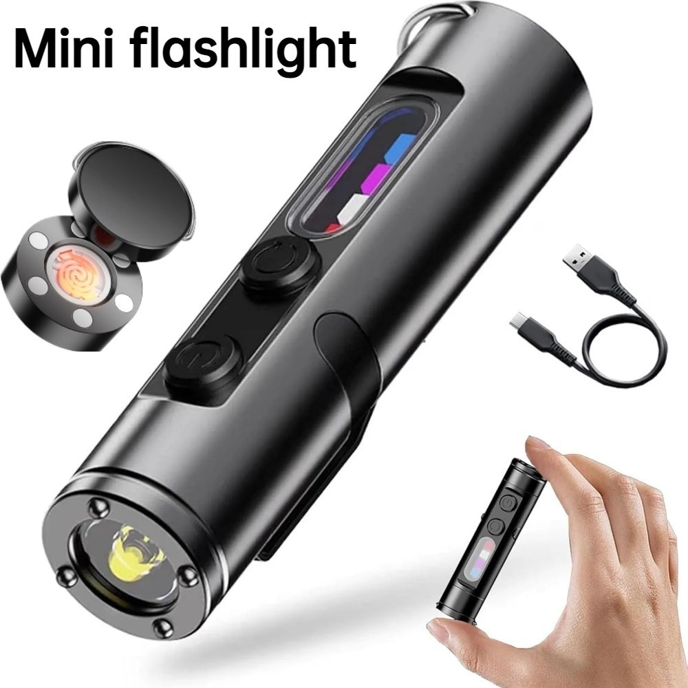Outdoor Camping Lampe - ไฟฉายขนาดเล็กสำหรับใช้งานกลางแจ้ง แบบชาร์จไฟได้ ชนิด Type C พร้อมไฟ