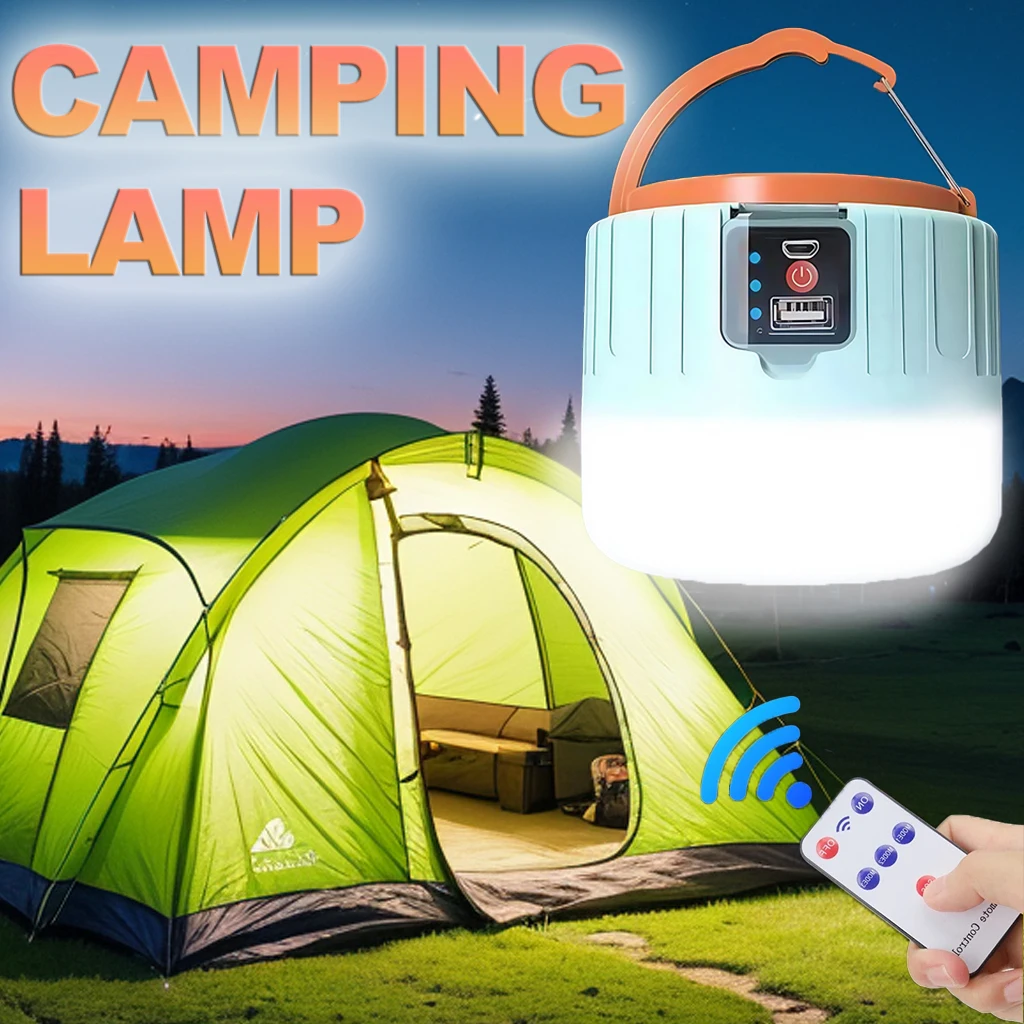 Outdoor Camping Lampe - โคมไฟตั้งแคมป์พลังงานแสงอาทิตย์แบบชาร์จไฟได้ LED แบบพกพาพร้อมรีโมท, ไฟฉายพาวเวอร์แบงค์ โคมไฟฉุกเฉินกลางแจ้งสำหรับตกปลา บาร์บีคิว