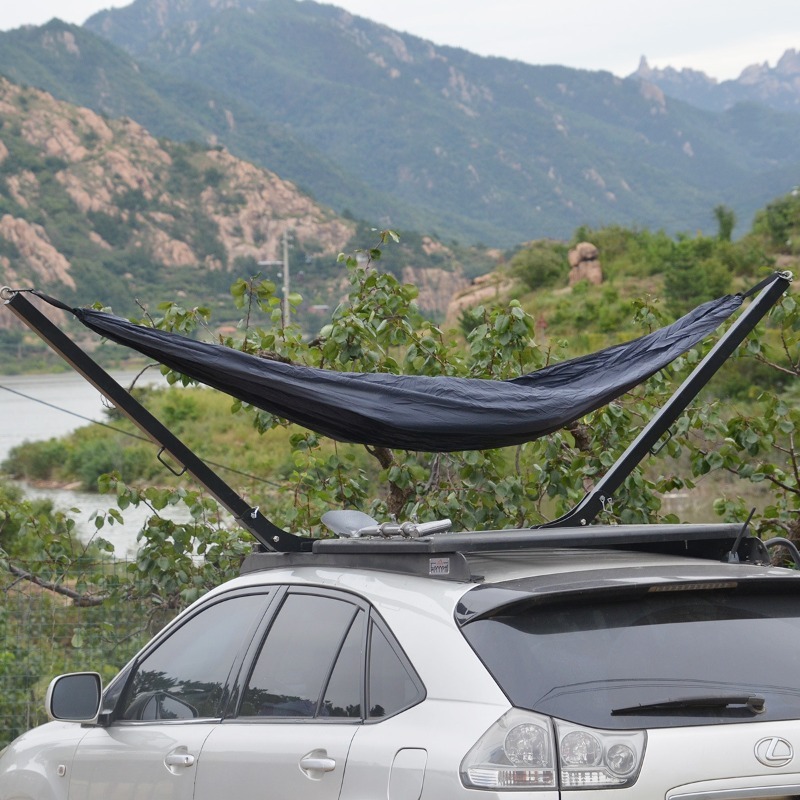 Outdoor Camping Hammock - เปลญวนติดหลังคารถยนต์สำหรับกิจกรรมกลางแจ้ง ปี 2026 สำหรับรถ SUV วัสดุเหล็กทนทาน