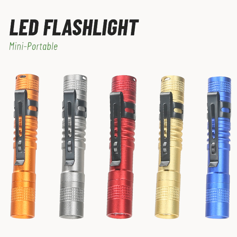 Outdoor Camping Lampe - ไฟฉาย LED ขนาดเล็กแบบพกพาพร้อมคลิปหนีบปากกา ไฟฉายพกพาขนาดเล็กพิเศษ ใช้แบตเตอรี่ AAA