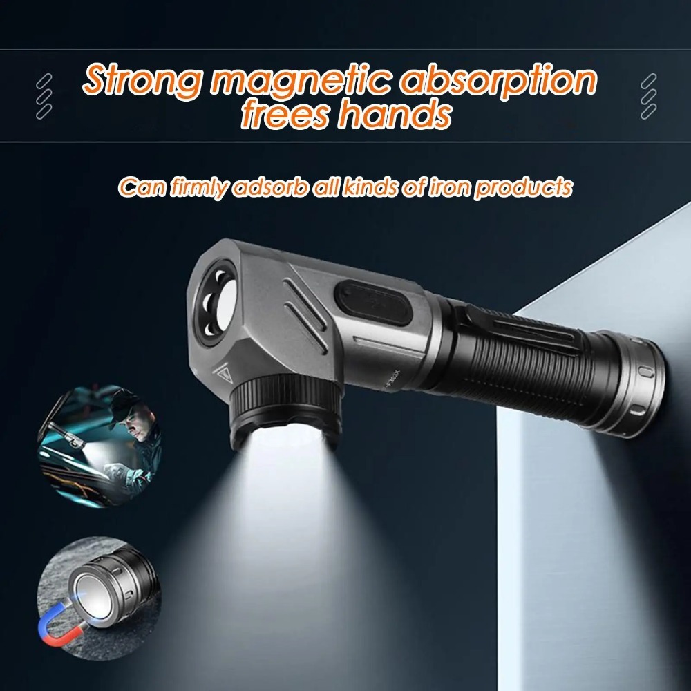 Outdoor Camping Lampe - ไฟฉาย LED ขนาดเล็กทรงพลัง 90 ° โคมไฟทำงานแบบหมุนได้พร้อมพอร์ต