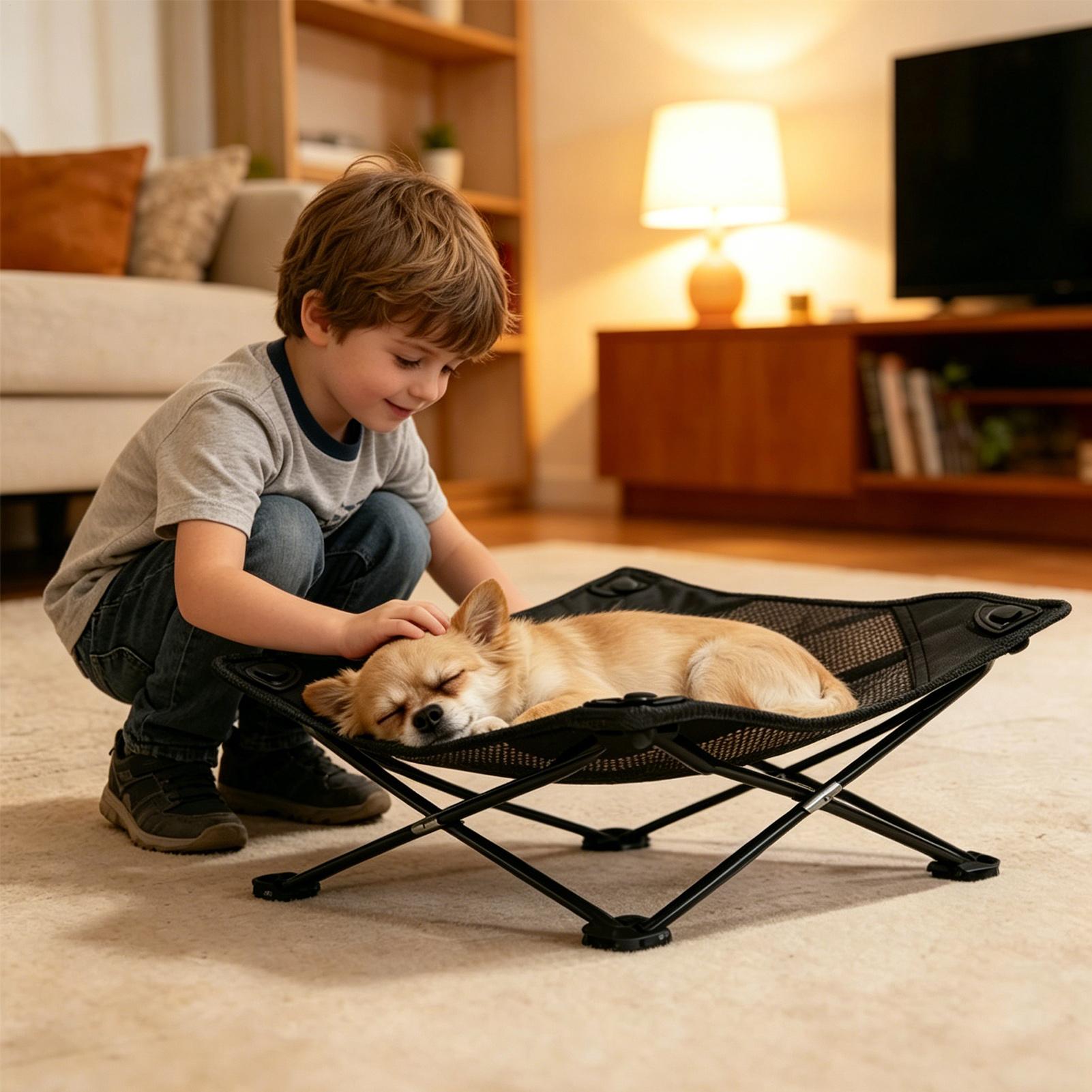 Outdoor Camping Dog Bed - เตียงนอนสุนัขสำหรับฤดูร้อน กันความชื้น กันน้ำ พร้อมกระเป๋า ตาข่ายระบายอากาศ สำหรับใช้ในห้องนั่งเล่น