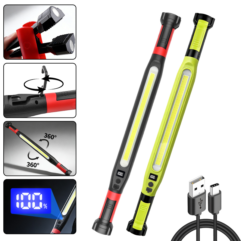 Outdoor Camping Lampe - ไฟทำงานแบบ COB ชนิด Type‑C แบบชาร์จไฟได้ แม่เหล็กกันน้ำ