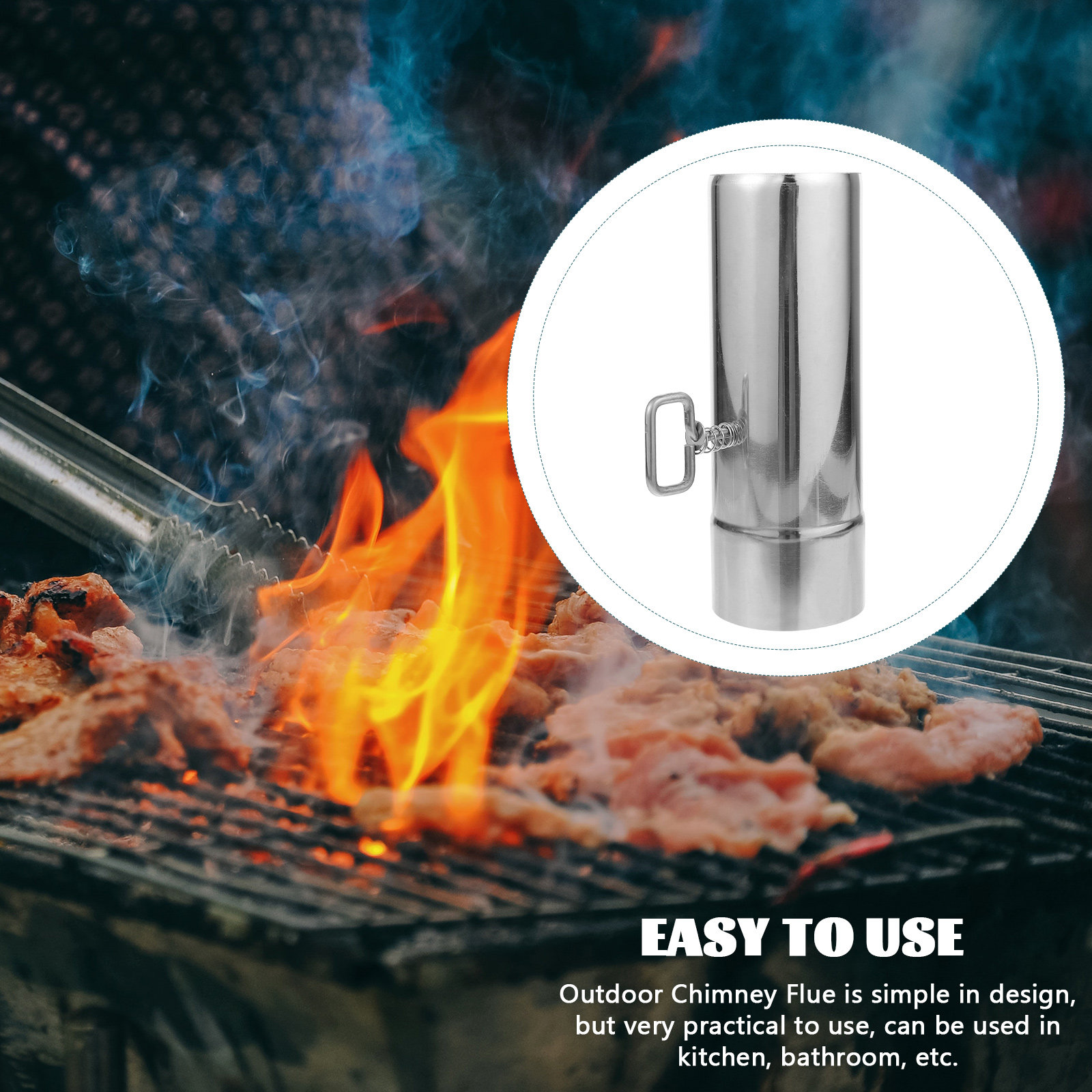 Outdoor Camping Fireplace - ท่อระบายควันโลหะแบบยืดหยุ่นสำหรับเตาผิง เตาบาร์บีคิว แคมป์ปิ้ง ปรับได้ กันน้ำ กันฝน
