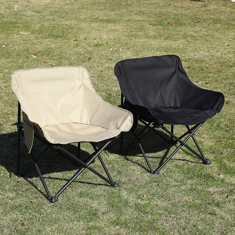 Outdoor Camping High Chair - เก้าอี้พับพกพาสำหรับกิจกรรมกลางแจ้ง น้ำหนักเบา คุณภาพสูง เหมาะสำหรับตั้งแคมป์ เก้าอี้ทรงพระจันทร์ ใช้งานง่าย