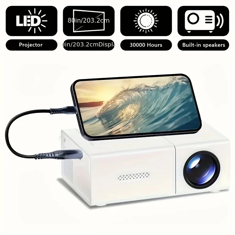 Outdoor Camping Videos - โปรเจคเตอร์ LED ขนาดเล็ก 1080P พร้อมรีโมทคอนโทรล โปรเจคเตอร์วิดีโอ