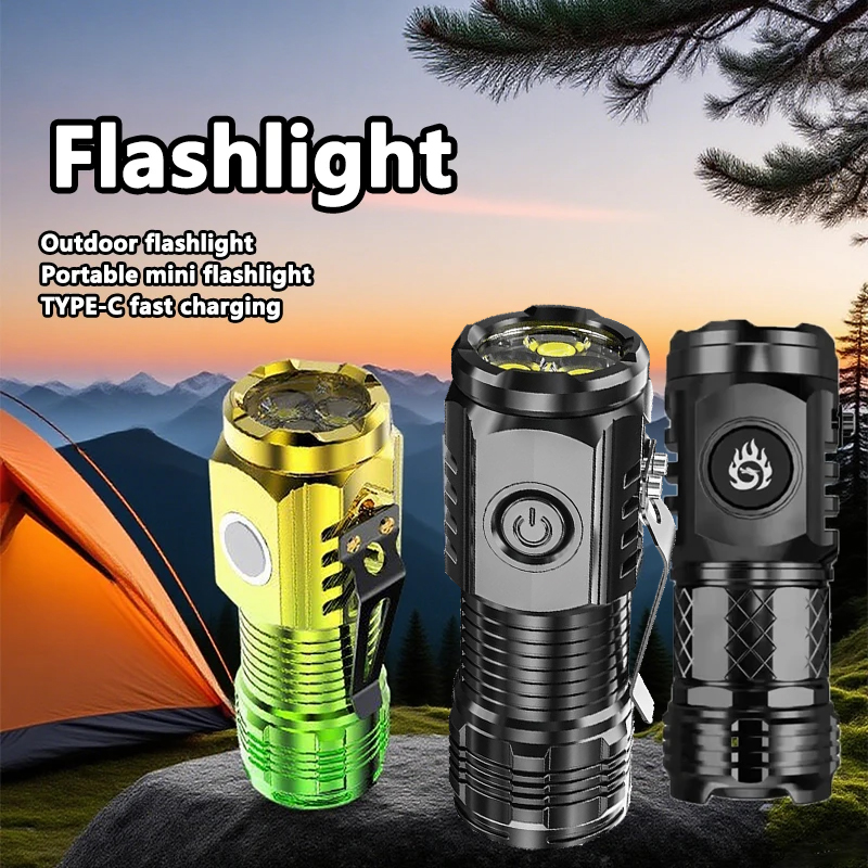 Outdoor Camping Lampe - ไฟฉาย LED ขนาดเล็กสุดสว่างแบบชาร์จไฟได้ ไฟฉายตกปลา โคมไฟพลังสูงสำหรับกิจกรรมกลางแจ้ง แคมป์ปิ้ง