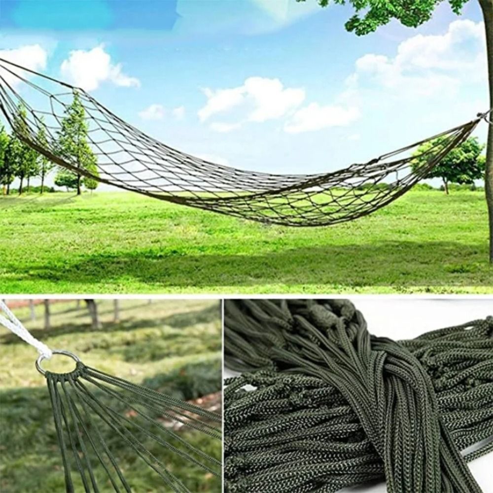 เปลญวนผ้าไนลอนแบบพกพาพร้อมเชือ - Outdoor Camping Hammock บทวิจารณ์และราคา