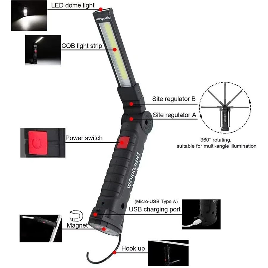 ไฟฉาย LED แบบพกพาพร้อมตะขอแม่เ - Outdoor Camping Lampe บทวิจารณ์และราคา