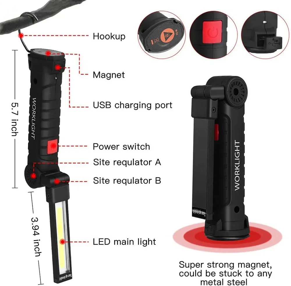 แบบพกพา COB ไฟฉาย LED USB ชาร์ - Outdoor Camping Lampe บทวิจารณ์และราคา