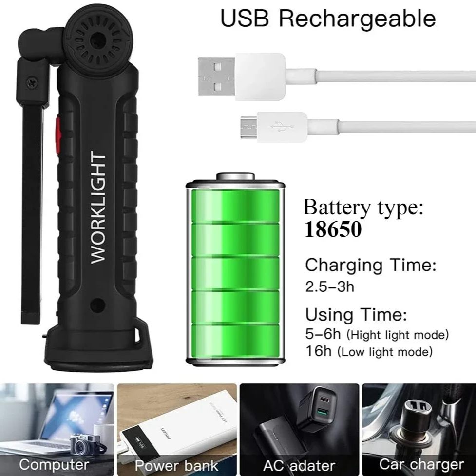 แบบพกพา COB ไฟฉาย LED USB ชาร์ - Outdoor Camping Lampe บทวิจารณ์และราคา