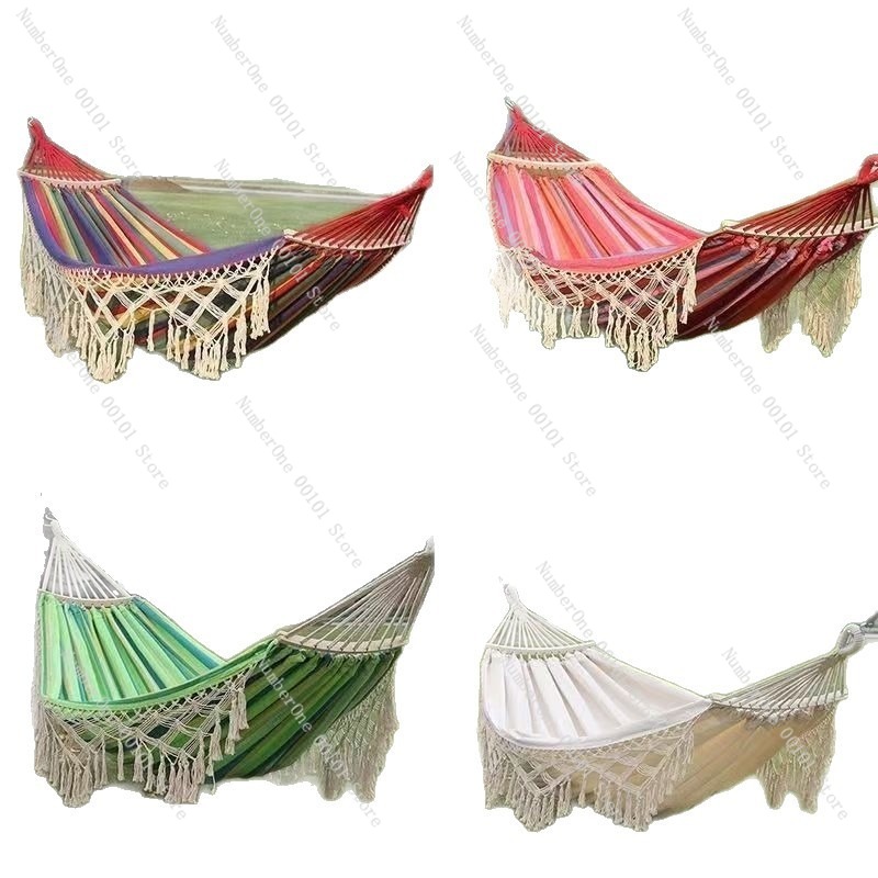 เปลญวนผ้าแคนวาสแบบคู่ พร้อมพู่ - Outdoor Camping Hammock บทวิจารณ์และราคา