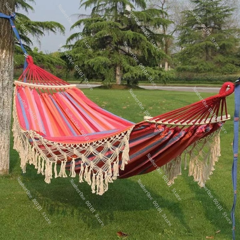 เปลญวนผ้าแคนวาสแบบคู่ พร้อมพู่ - Outdoor Camping Hammock บทวิจารณ์และราคา