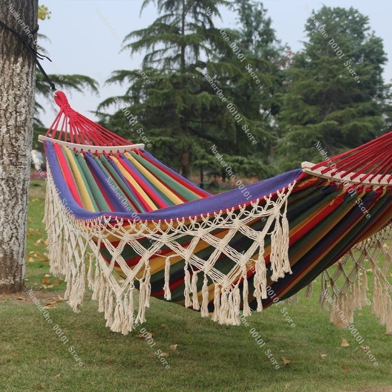 เปลญวนผ้าแคนวาสแบบคู่ พร้อมพู่ - Outdoor Camping Hammock บทวิจารณ์และราคา