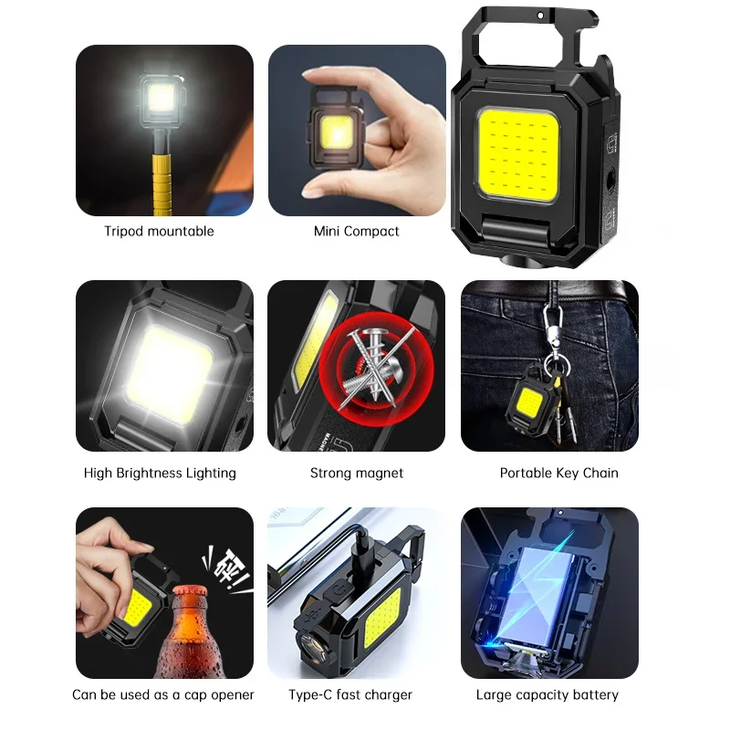 ไฟฉายขนาดเล็กพวงกุญแจไฟ COB ไฟ - Outdoor Camping Lampe บทวิจารณ์และราคา
