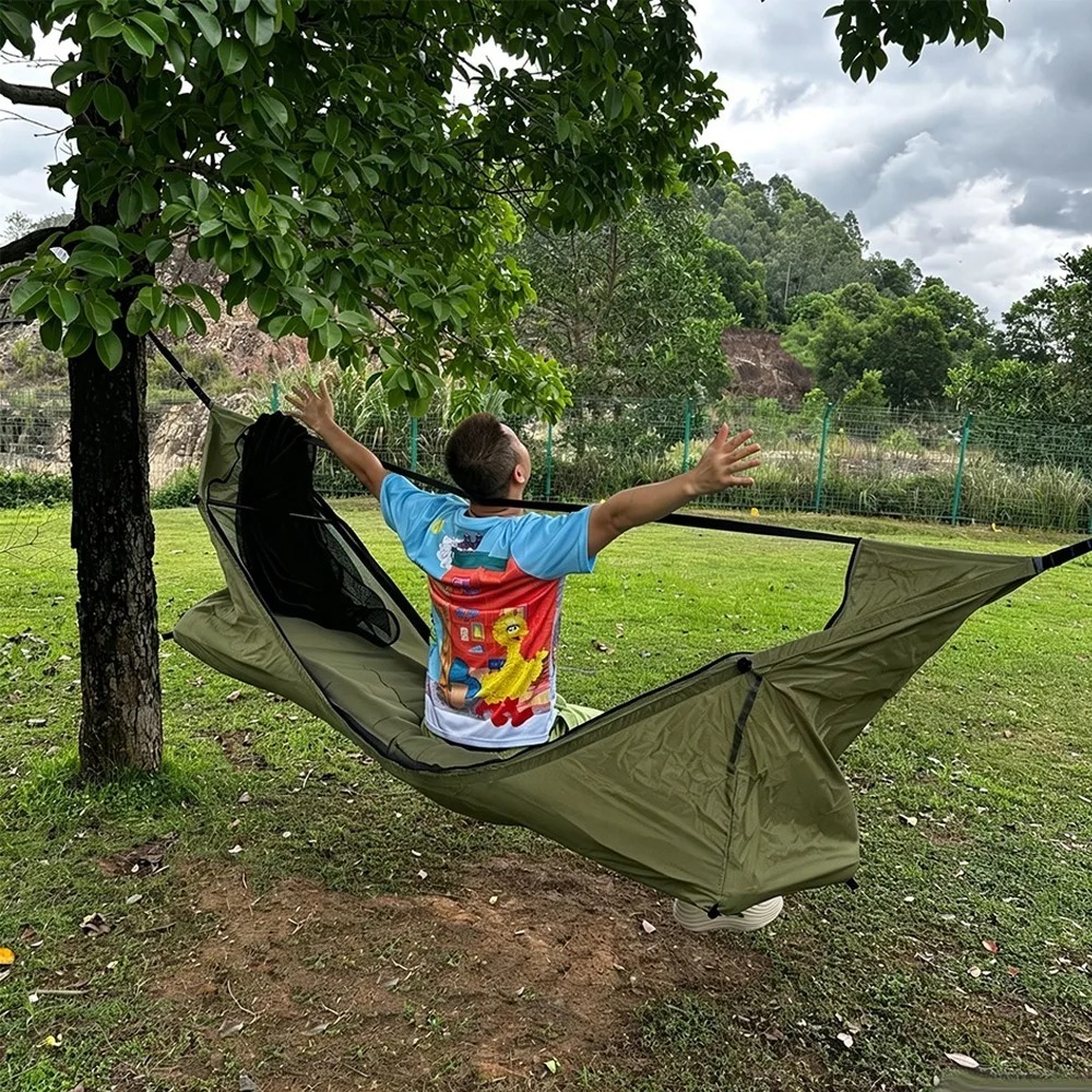 เปลญวนแบบแบนพร้อมมุ้งกันยุง เต - Outdoor Camping Hammock บทวิจารณ์และราคา